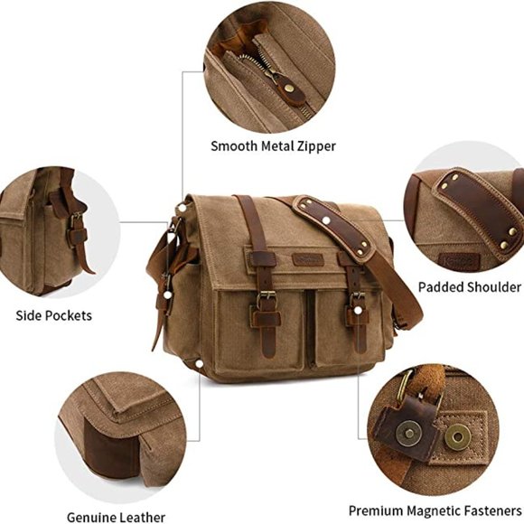 Kattee Bags Brand New Kattee Leather Canvas Messenger Bag Vintage